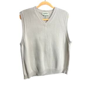 AKA Eddie Bauer VTG Sweater Vest Men Sz L Beige Preppy Golf Rare V Neck Cotton